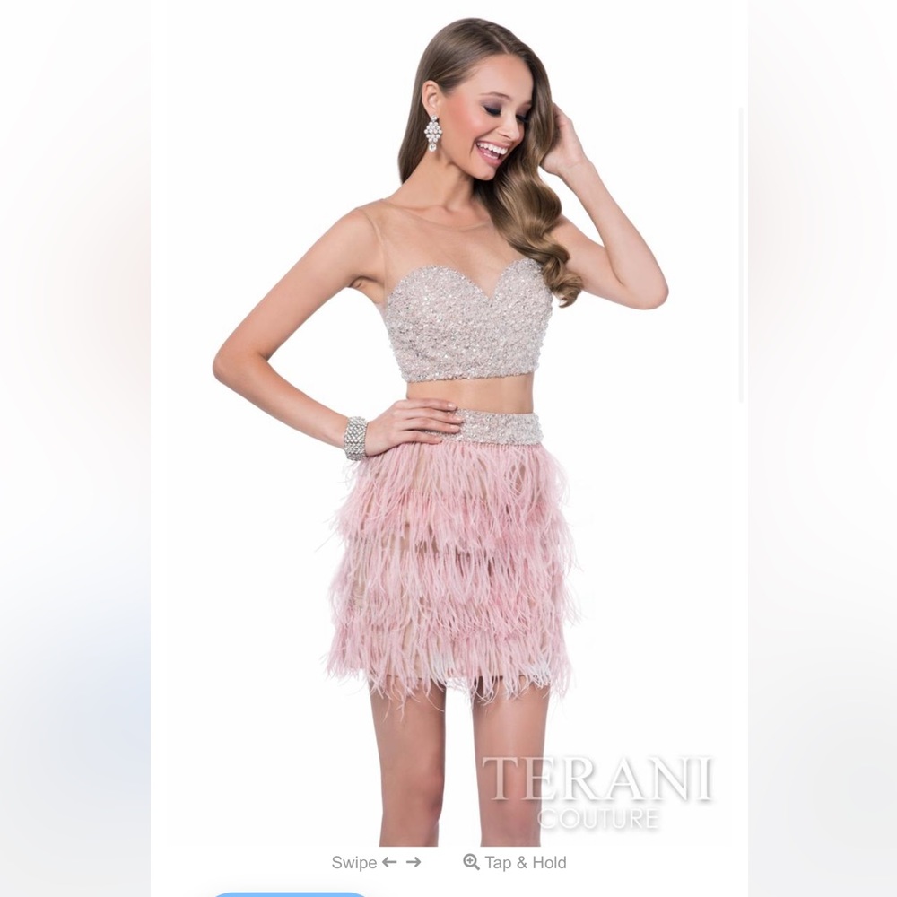 Terani couture prom dress light pink with rinestones size 2